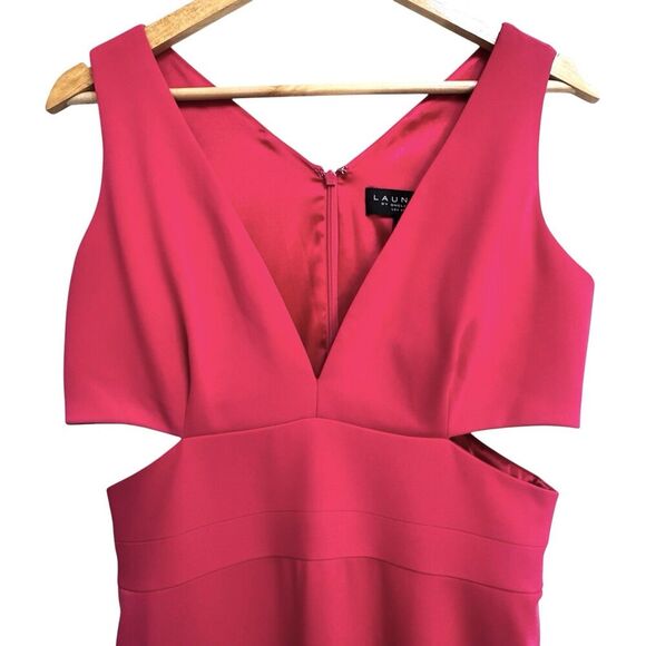 Laundry by Shelli Segal Womens Evening Gown Sz 8 Pink Sleeveless Cutout Stretch - Picture 3 of 16